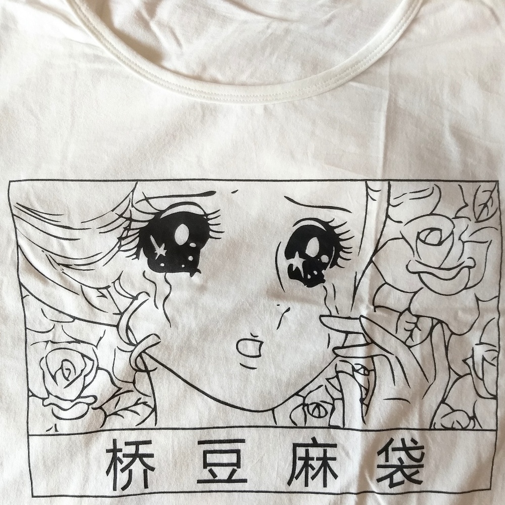 White T-shirt with Anime Print